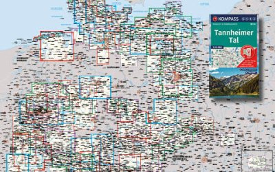 KOMPASS Wanderkarte Blattschnitt Deutschland und Alpen zum Finden der richtigen Karte.