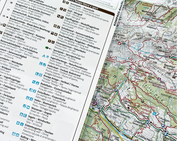 Wanderkarte Legende mit Zeichenerklärung